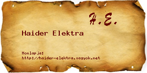 Haider Elektra névjegykártya
